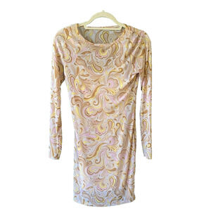 Cotton On Dress Womens Size Medium Stretch Long Sleeve Mesh Paisley Bodycon Mini